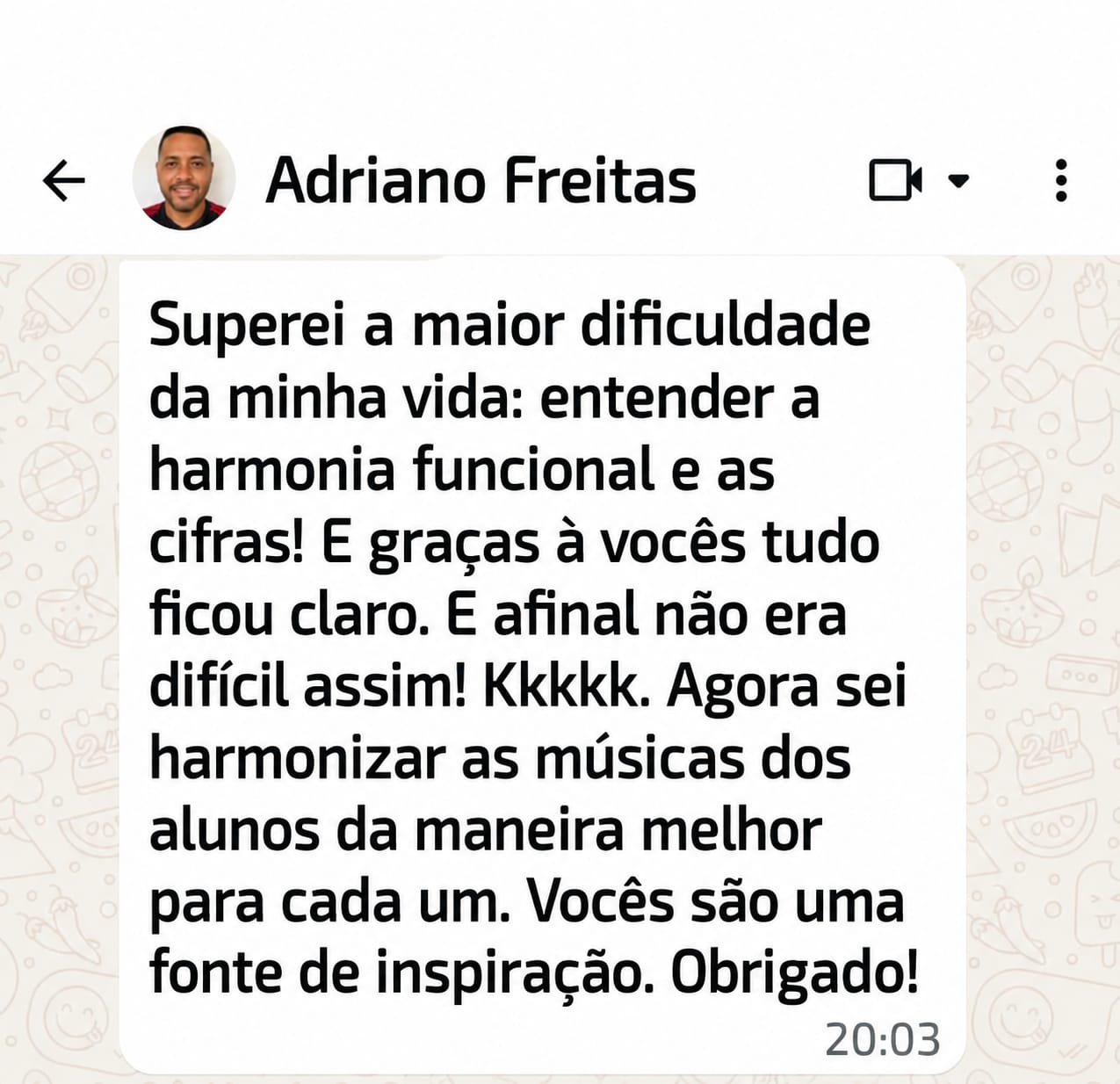 Depoimento de Adriano Freitas pelo WhatsApp